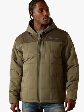 NWT Ariat Crius Hooded Insulated Jacket Men's XL Green Wind Water Resistant